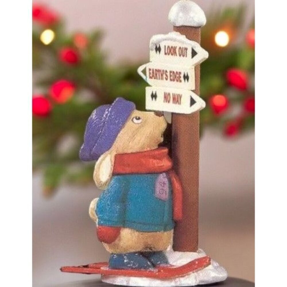 Vintage Hallmark 1994 Keepsake Ornament Rabbit Skiing Thrill A Minute New